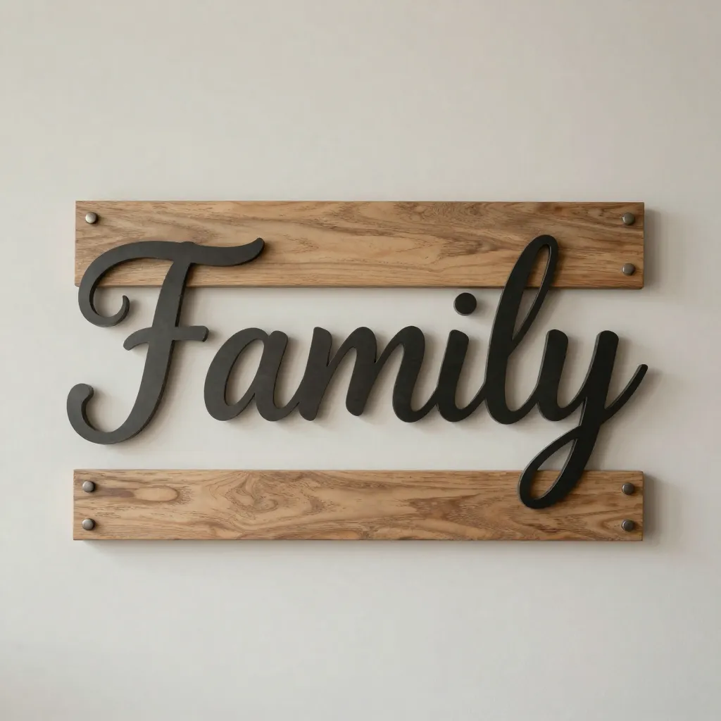 Natural oak wood sign with grain visible