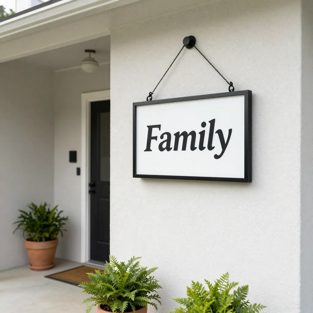 Brushed metal sign with engraved text