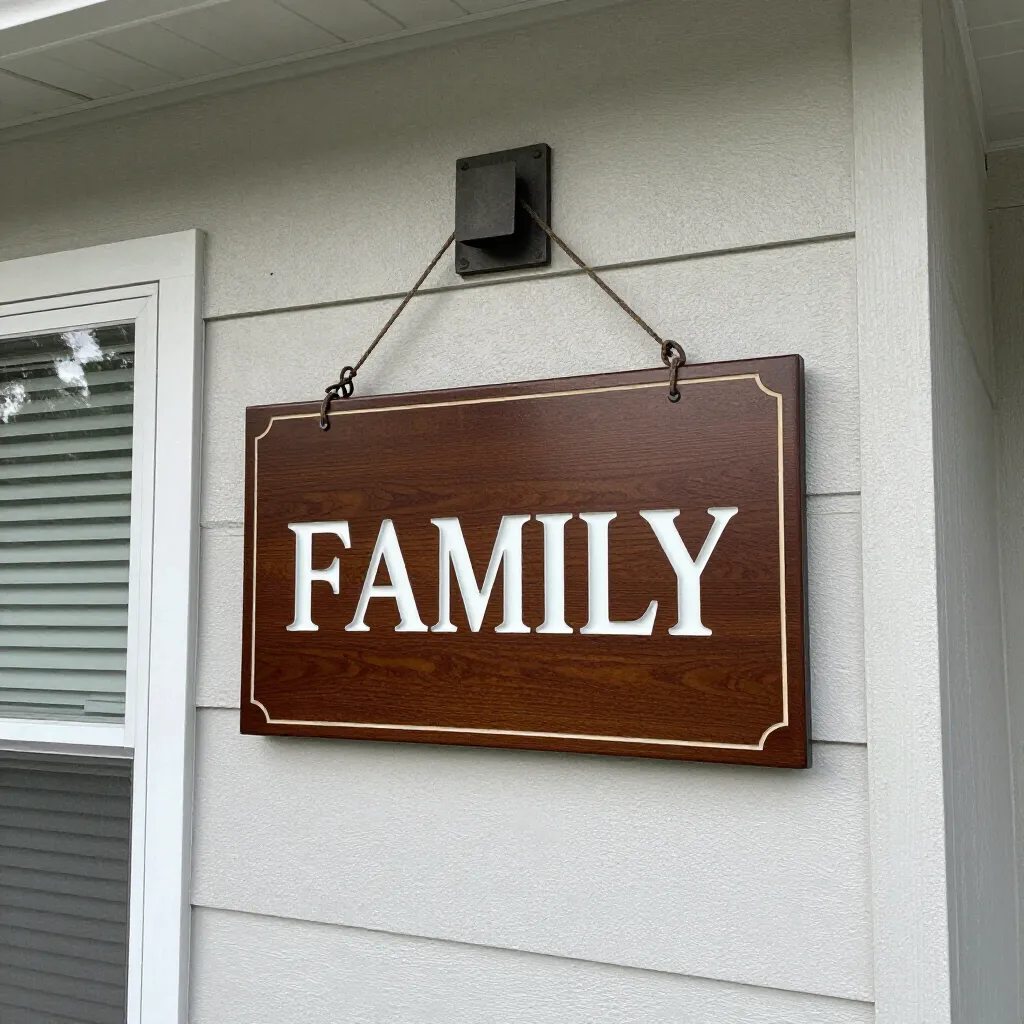 Two-tone painted wood sign
